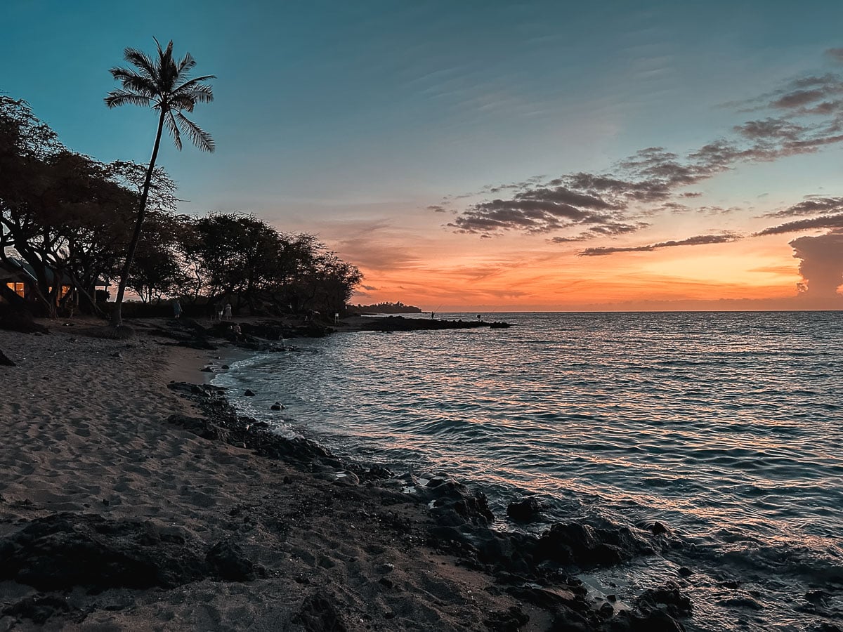 A stunning sunset at A-Bay Beach on the Big Island of Hawaii.