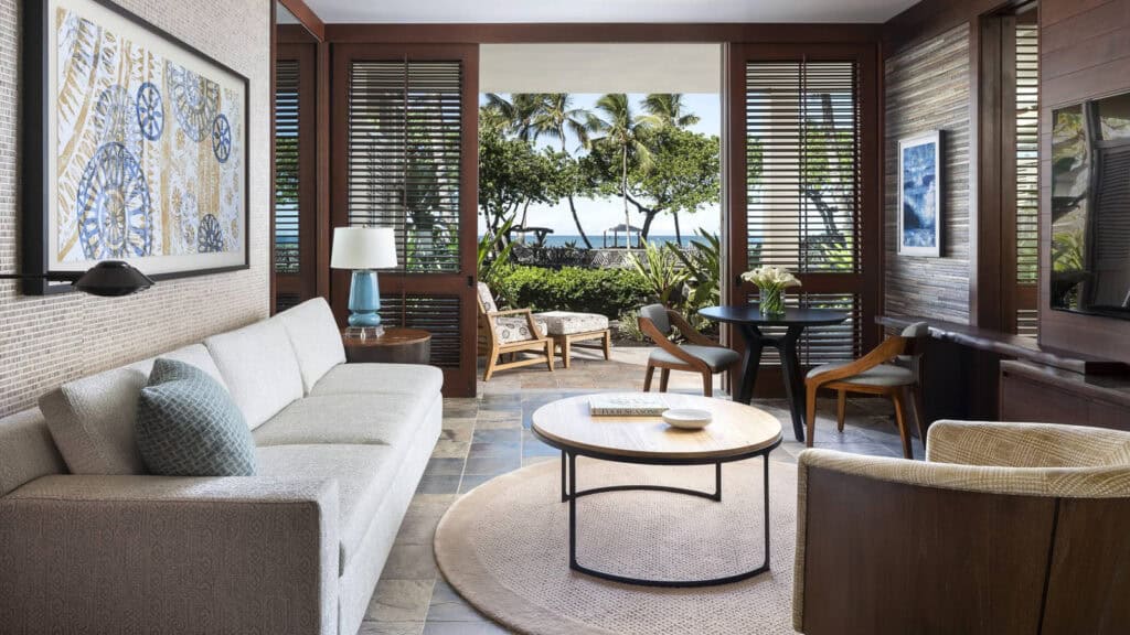 Spacious guest suite at Four Seasons Resort Hualalai on the Big Island of Hawaii