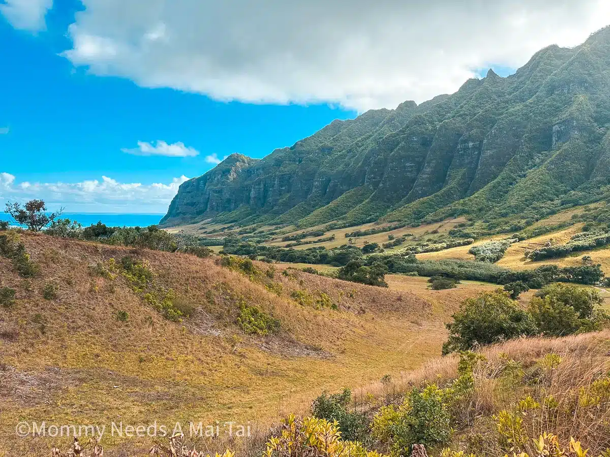 Kualoa Mountain Range in Oahu, Hawaii.