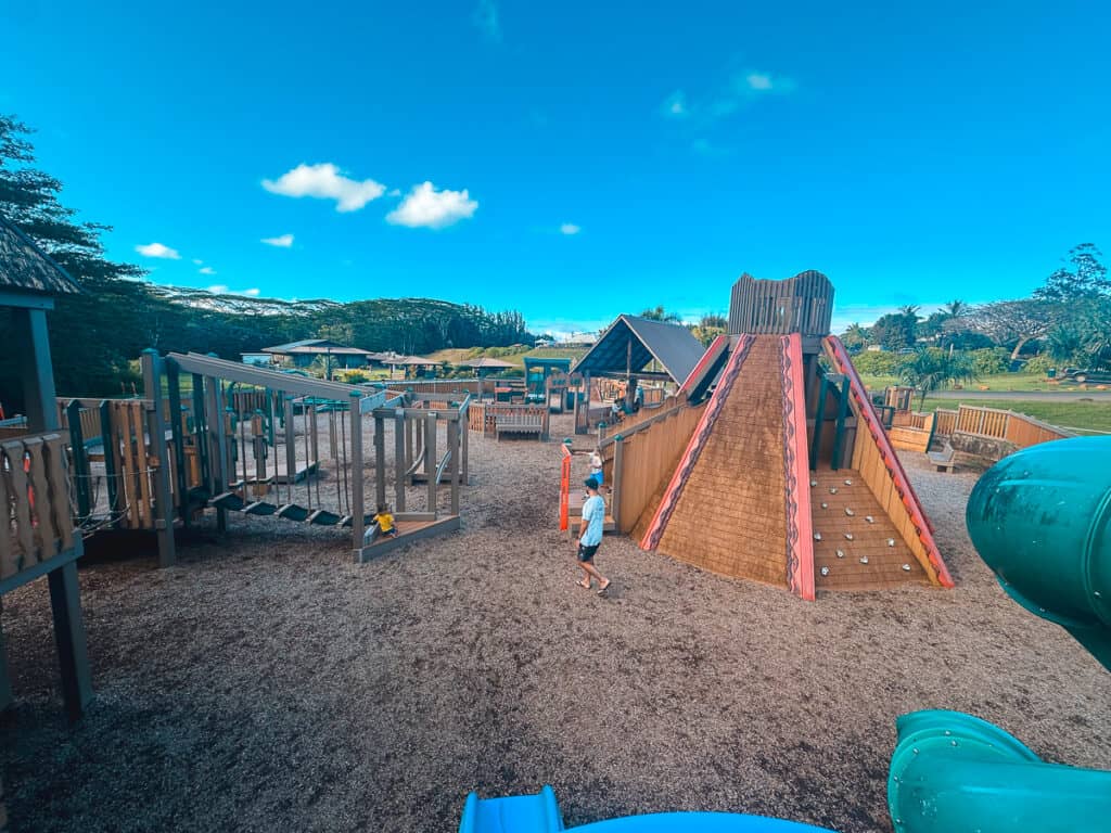 Anaina Hou Playground on a clear day in Kilauea, Kauai.